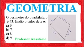 Como achar o valor de x no quadrilátero usando o perímetro Geometria plana matemáticabásica [upl. by Noryb]