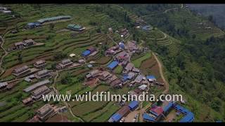 Landruk village in Nepal as seen aerially [upl. by Bibi617]