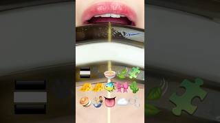 ASMR EMOJI FOOD BLACK amp WHITE JELLY 이모지 먹방 sped up [upl. by Okubo339]