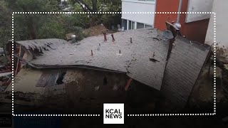 Beverly Crest home pushed off foundation by mudslide [upl. by Nepets591]