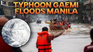 Philippines Typhoon Gaemi Causes Heavy Floods on Streets of Manila [upl. by Ahsieker]