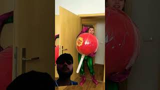 Giant lollipop saving from monster 💀 balloon funny comedy pacman amongus funnybabycrying [upl. by Anawk116]