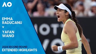 Emma Raducanu v Yafan Wang Extended Highlights  Australian Open 2024 Second Round [upl. by Ilysa]