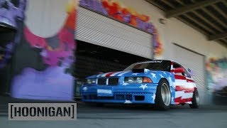 HOONIGAN DT 076 Hert Breaks 350 BMW E36 Drifting Down Dock [upl. by Acebber]