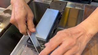 Sharpening Demo for Suehiro New Cerax 10003000 Whetstone CR3800 [upl. by Nolrev]