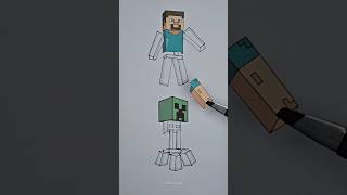 Minecraft Steve and Creeper paper puzzle challenge shorts viral art [upl. by Oniuqa]