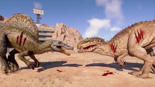 SPINOSAURUS vs INDOMINUS REX vs TREX SAN DIEGO ARENA BATTLE  Jurassic World Evolution 2 [upl. by Isidor]