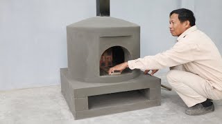 Pizza oven made of red brick and cement [upl. by Fairman]