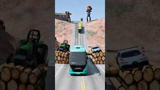 Unlucky crane driver log trap crash part57 beamngdrive shortvideo car shorts bus truck usa [upl. by Acinoda]