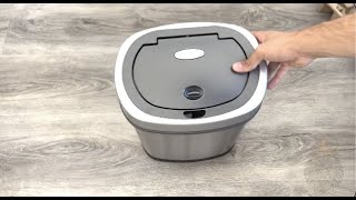 NINESTARS DZT129 AUTOMATIC TOUCHLESS INFRARED MOTION SENSER TRASH CAN 3 GALLON  REVIEW [upl. by Lleoj]