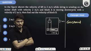 In the figure shown the velocity of lift is \2 m  s\ while string is winding on the motor sha [upl. by Sualkin]