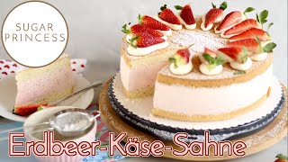 Traumhafte ErdbeerKäseSahnetorte backen Ostertorte  Geburtstagstorte  Rezept von Sugarprincess [upl. by Ainerol]