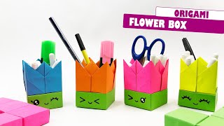 DIY Adorable Origami Flower Box  Easy Paper Craft Tutorial [upl. by Seana100]