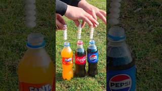 Who will shoot higher Cola vs Fanta and Pepsi experiment mentoscola [upl. by Rebmik89]