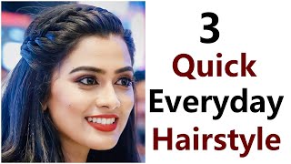 3 quick everyday hairstyle  easy hairstyle for girls  new hairstyle [upl. by Clovah505]