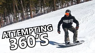 Attempting 360s on a Jump  Beginner Snowboard Tricks [upl. by Auhso110]