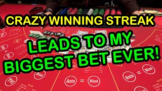 ULTIMATE TEXAS HOLD EM in LAS VEGAS CRAZY WINNING STREAK LEADS TO MY BIGGEST BET [upl. by Rosina]