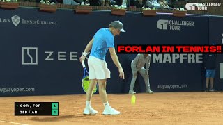 Former SoccerFootball Star Diego Forlan Makes Pro Tennis DEBUT  Montevideo 2024 [upl. by Eniawtna]