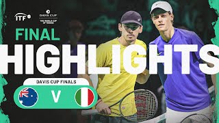 Highlights De Minaur AUS v Sinner ITA  Davis Cup Finals 2023 [upl. by Anomas]