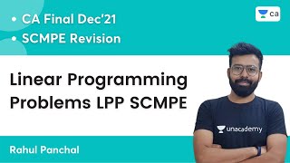 Linear Programming Problems LPP SCMPE  SCMPE Revision  CA Final Dec 2021  Rahul Panchal [upl. by Thomajan]