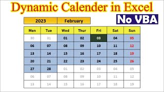 How to Create Dynamic Calendar in in Excel  No VBA [upl. by Hoskinson]