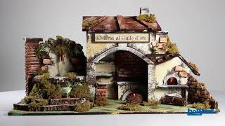 Osteria presepe 2 forni effetto fuoco e fontana 27x50x13 cm  Presepe Napoletano [upl. by Bethesde]