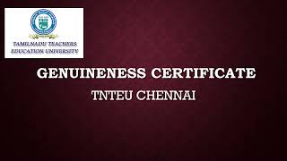 Genuineness Certificate TNTEU Malayalam [upl. by Lemon]