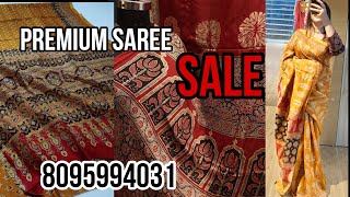 BIG SAREE SALE 💥 DISCOUNTED PRICE 💥 8095994031 💥 Pure chanderi silk ajrakh hand block printed saree [upl. by Notyalk429]