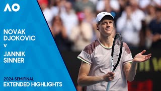 Novak Djokovic v Jannik Sinner Extended Highlights  Australian Open 2024 Semifinal [upl. by Ynttirb]