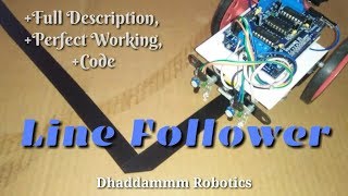 ®Line Follower Robot using 2 Ir Sensor  Arduino base  Dhaddammm Robotics [upl. by Senior180]