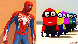 GTA 5 Crazy Ragdolls RED SPIDERMAN VS YELLOW MINION VS RED MINION Euphoria Physics and Funny Fails [upl. by Lananna126]