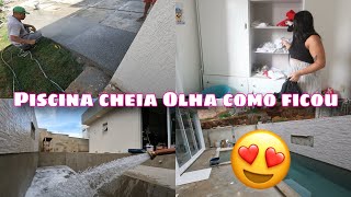 ENCHEMOS A PISCINA 😱😍 MUDANCA NA FACHADA  FAZENDO GRANITINA  RETA FINAL DA OBRA  Dani Mendes [upl. by Eilsew]