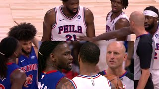 ISAIAH STEWART FIGHTS ENTIRE SIXERS TEAM PUSHES PAT BEV YELLS quotLETS TAKE IT OUTSIDE ME AND Uquot [upl. by Enelec]