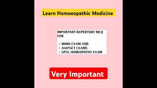 Important Repertory MCQ 👍🏻homeopathy repertory bhms aiapget upsc shorts shortvideo ytshorts [upl. by Gwenni175]