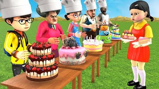 Scary Teacher 3D vs Squid Game Cake Decorating and Wrong Cake Decor 5 Times Challenge MissT Vs Grany [upl. by Cyrill]