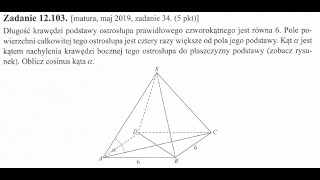 12103 Stereometria zadania maturalne [upl. by Seraphina778]