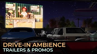 DriveIn Movie Theater Ambience  Nostalgic Screen Mix  Movie Trailers  Intermission Ads [upl. by Bradski]