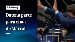 Datena parte para cima de Marçal e ataca adversário com cadeira em debate [upl. by Acissej]