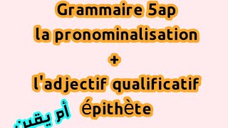 Grammaire 5ap la pronominalisation  ladjectif qualificatif épithète [upl. by Yorker]