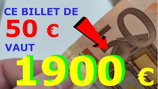 CE BILLET DE 50€ VAUT 1900€  VERIFIEZ VOS PORTES MONNAIES [upl. by Motch]