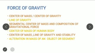 FORCE OF GRAVITY  BIOMECHANICS  PHYSIOTHERAPY  HINDI 112 [upl. by Orman]