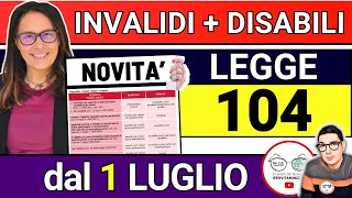 LEGGE 104 ➡ TUTTE LE NOVITà DAL 1 LUGLIO INVALIDI DISABILI  AGEVOLAZIONI BONUS PENSIONI INVALIDITà [upl. by Baudoin]