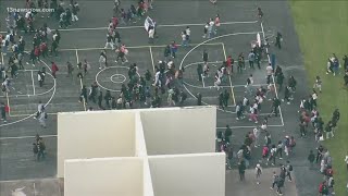 Students at a Florida high school walk out in protest of transgender athlete investigation [upl. by Nafets]