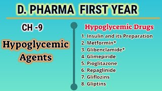 Hypoglycemic AgentsPharmaceutical chemistryCH9DPharmFirst year [upl. by Norreg]