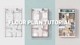 How to create a floor plan in 3 different styles [upl. by Nnyloj151]