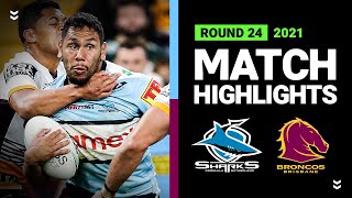 Sharks v Broncos Match Highlights  Round 24 2021  Telstra Premiership  NRL [upl. by Rubenstein]