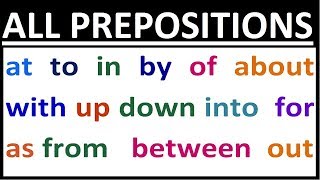 ALL PREPOSITIONS in ENGLISH GRAMMAR WITH EXAMPLES YOU NEED  ENGLISH GRAMMAR LESSONS FULL COURSE [upl. by Attelocin]