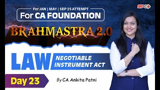 CA FOUNDATION BRAHMASTRA 20LAW NEGOTIABLE INSTRUMENT ACT LECTURE 23CA ANKITA PATNI [upl. by Sadonia105]