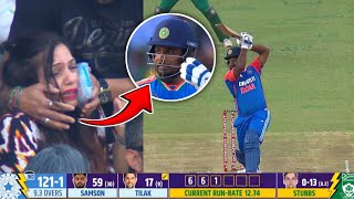 Sanju samson six hit a lady fans  Sanju samson emotional this time [upl. by Kensell]