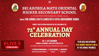 72nd Annual Day Celebration  Sri Ahobila Math Oriental Higher Secondary School [upl. by Akimed]